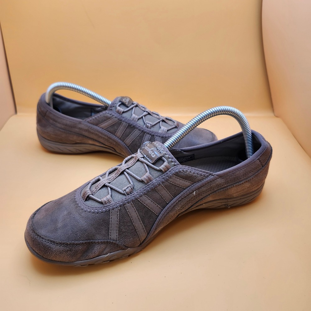 Skechers Sneakers Dark Taupe Textile Bungee Lace Relaxed Fit Casual Size 9